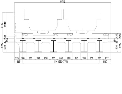 上路H鋼埋込み桁 (マルチT型断面タイプ)図